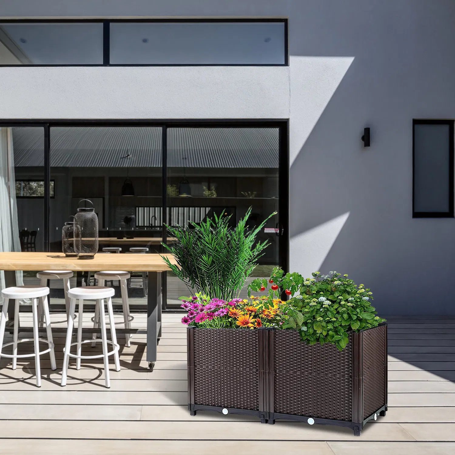 Raised Garden Bed Plant Growth Box with Self-watering System for Garden Patio Balcony Elevated Planter Box for Flowers Vegetables Herbs - Image 7