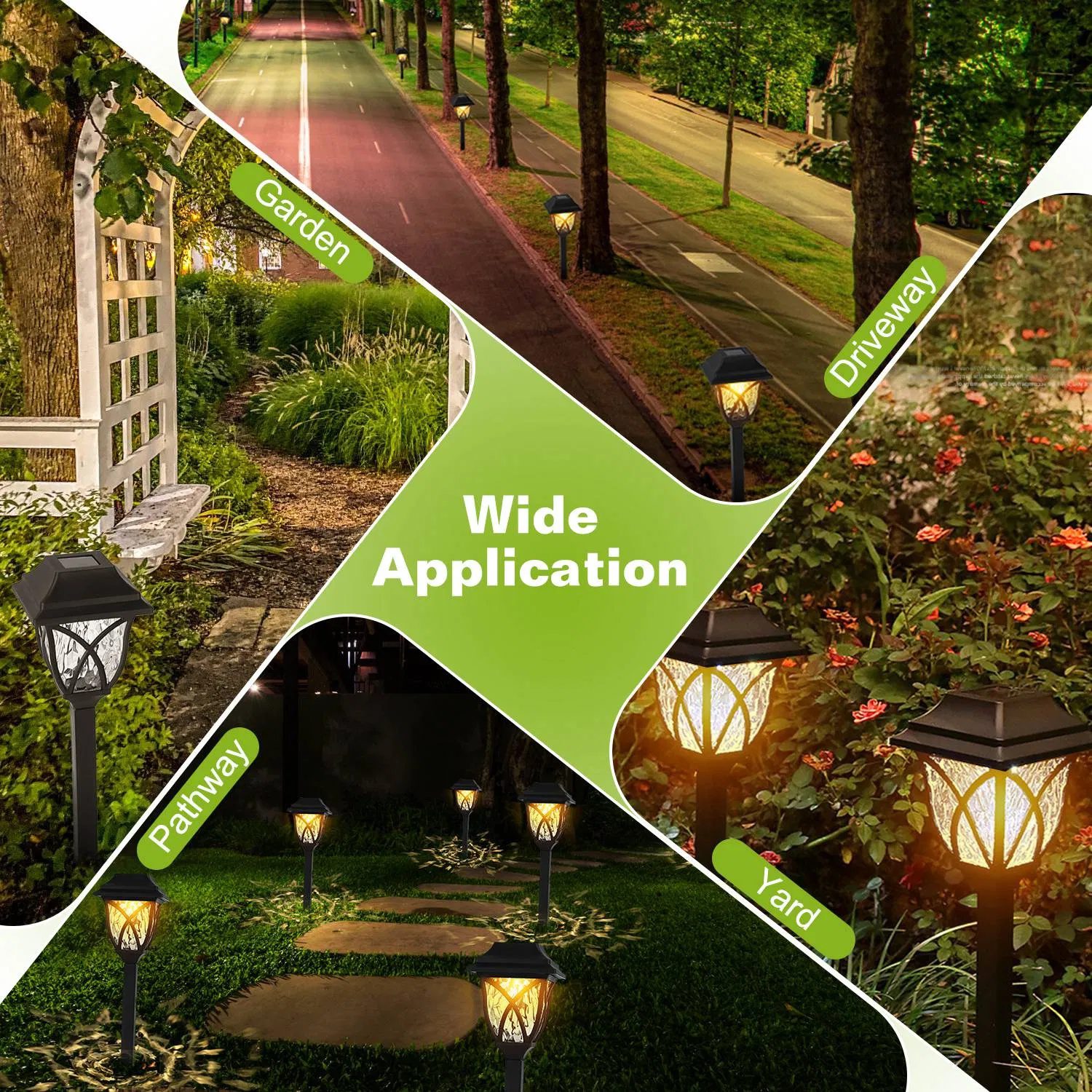 6Pack Solar Powered Stake Light Outdoor Decorative Landscape Lamp IP45 Waterproof Auto On Off Outdoor Light for Pathway Garden Yard Patio - Image 7