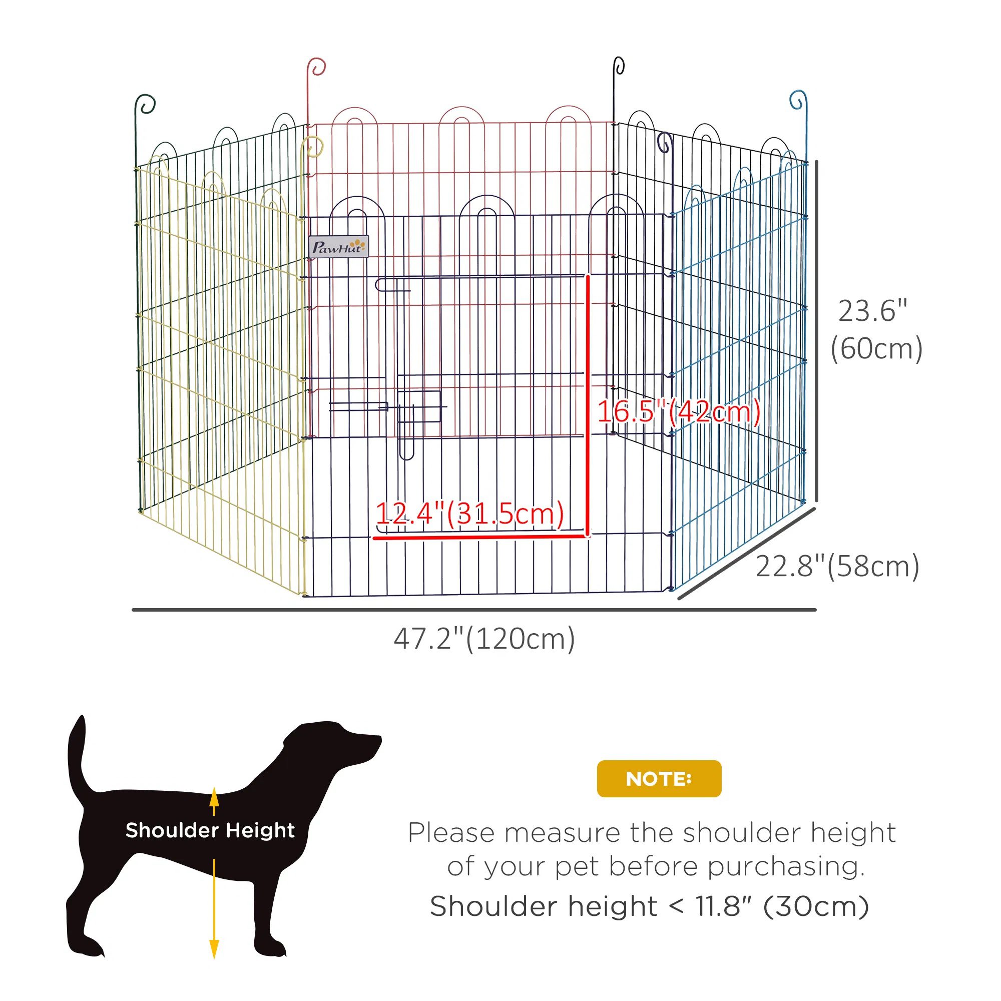 Metal Pet Playpen Portable Hexagon Dog Exercise Fence Multi-colored - Image 2