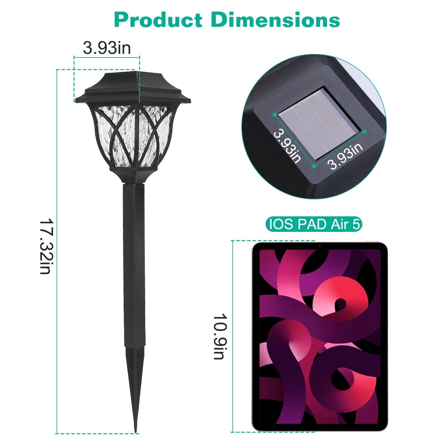 6Pack Solar Powered Stake Light Outdoor Decorative Landscape Lamp IP45 Waterproof Auto On Off Outdoor Light for Pathway Garden Yard Patio - Image 9