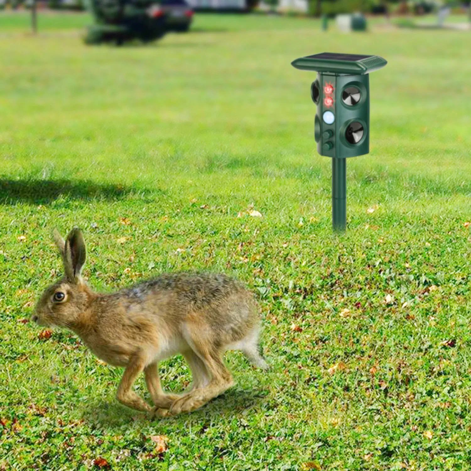 Solar Ultrasonic Animal Repeller Solar Powered Animal Repellent Chaser with PIR Motion Sensor IP54 Waterproof Sound Flashing Light for Deer Raccoon Squirrel Mice Snakes Cat Dog - Image 8