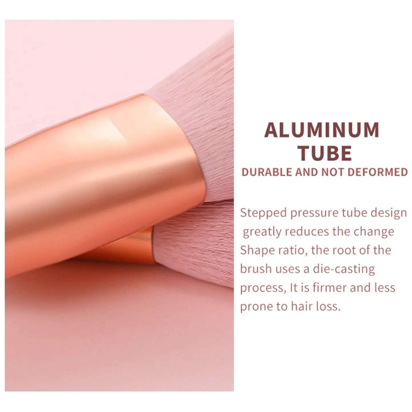 13-piece pink makeup brush set, complete for face and eye application, soft bristles for smooth powder pickup, comes with a velvet storage pouch - Image 5