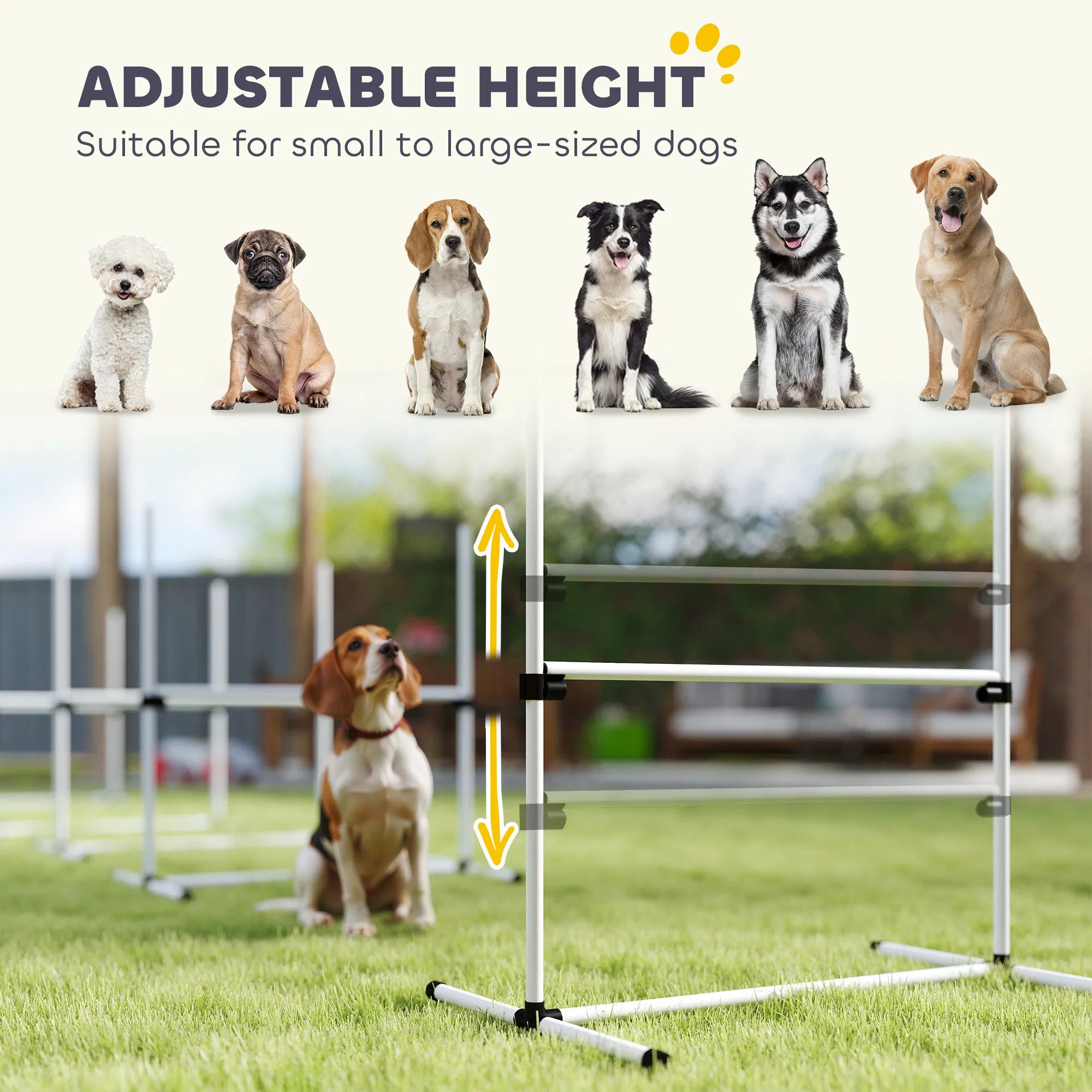 Set of 6 Dog Agility Training Equipment Adjustable Jump Bar Pet Exercise Kit with Carrying Bag (White) - Image 3