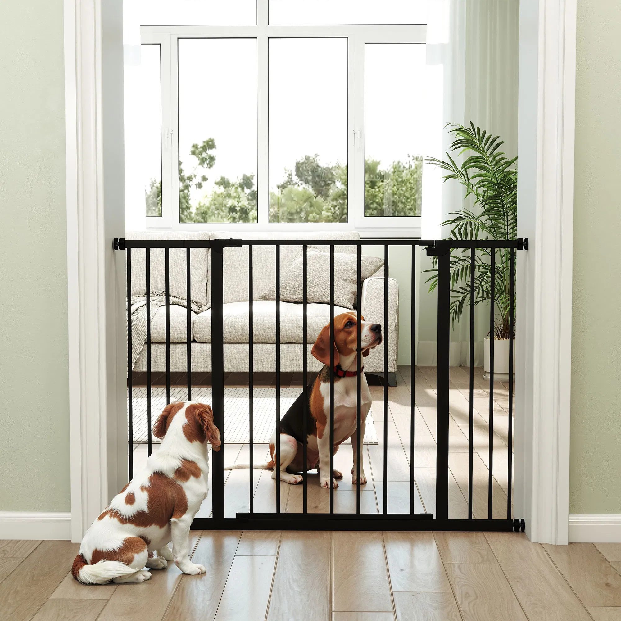 Pressure Fit Dog Gate Pet Barrier for stairs doorway, 29.9''- 42.1'' Width Black - Image 6
