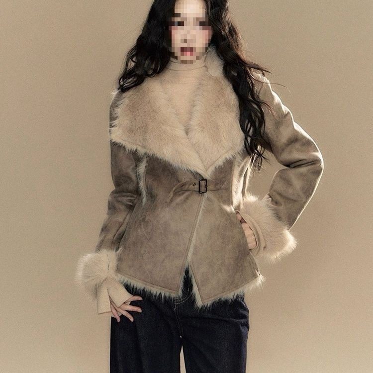 New Suede Fur-trimmed Coat For Women - Image 6