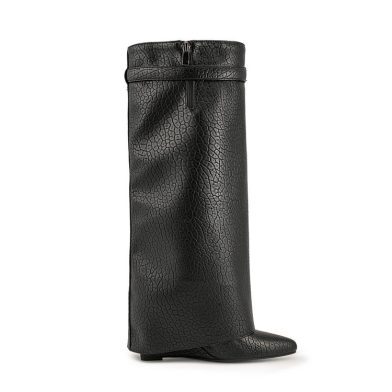 Womens Fashionable Pointed-Toe Boots With Metal Decorations On The Cuffs