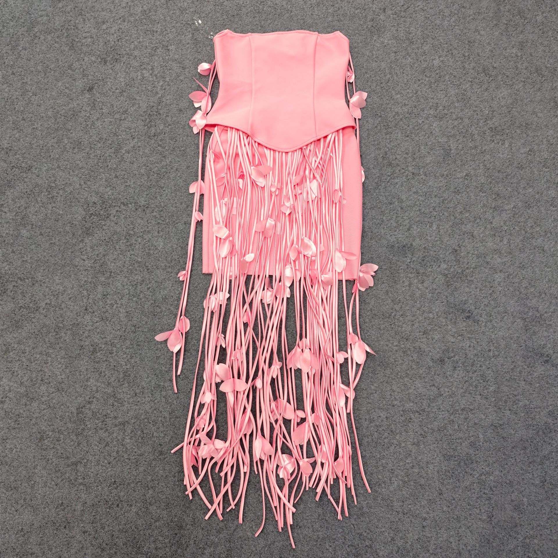 Women's European And American-style Sexy Strapless Tassel Bodycon Dress - Image 10