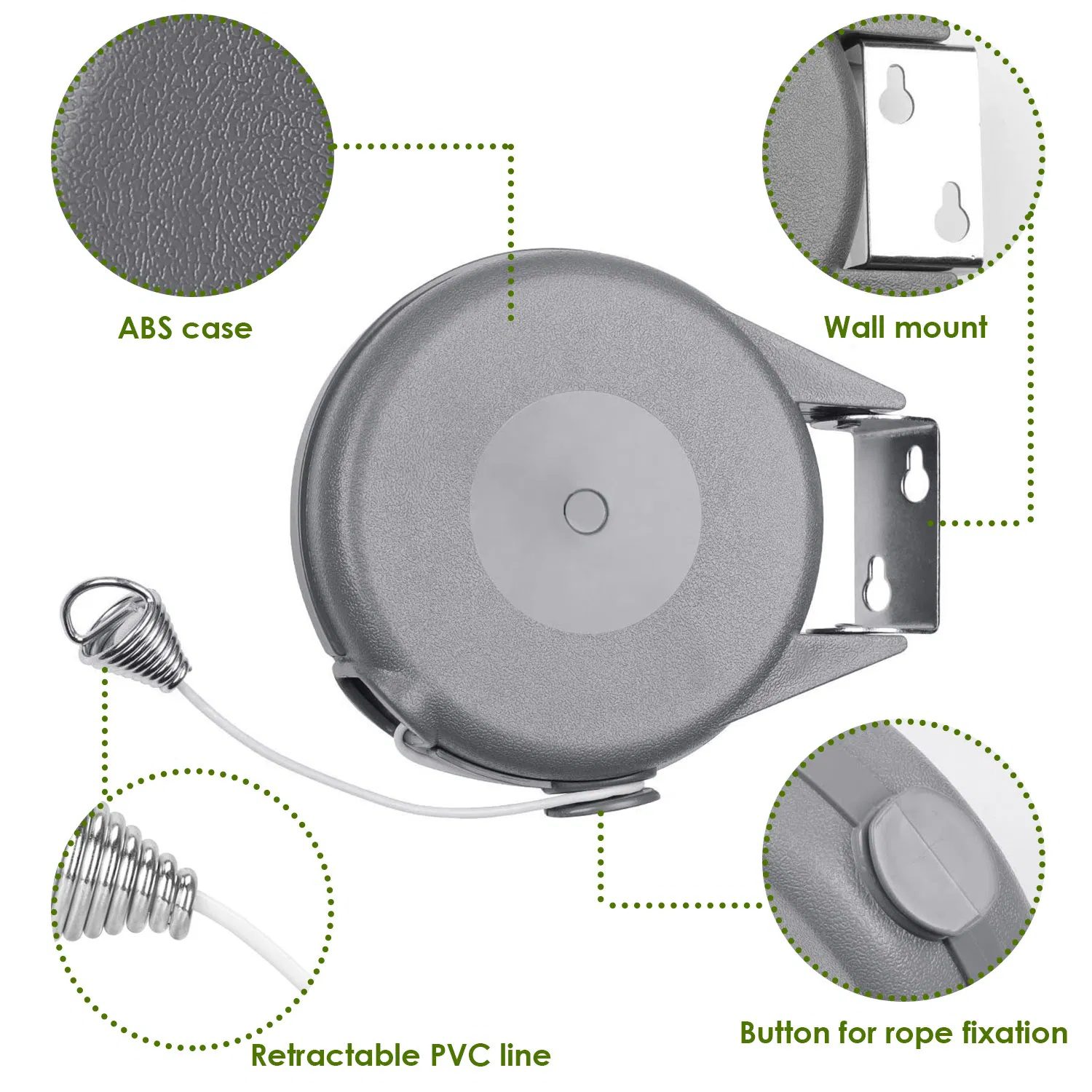 Retractable Clothesline Outdoor 49FT PVC Automatic Washing Dryer Cord Easy Hanging Rope - Image 2