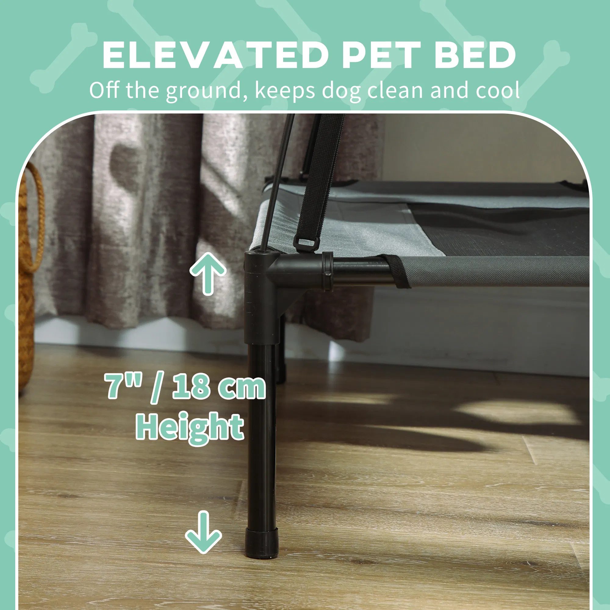 Large Elevated Dog Bed 6.2" L X 29.9" W 36.2" H Foldable Outdoor Cat Dog Canopy Cot w/ Carry Bag Grey - Image 6
