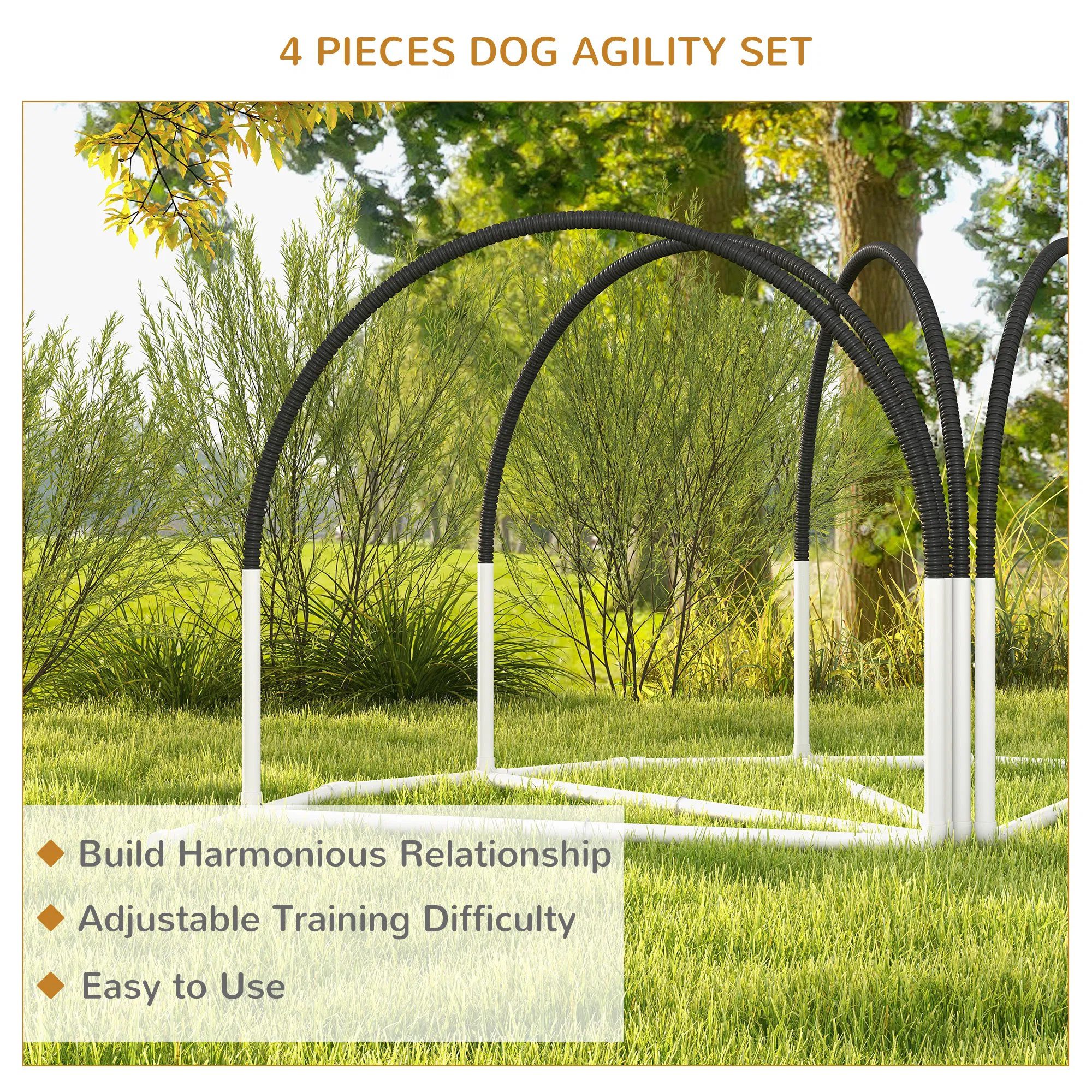 Dog Agility Kit Pet Obstacle Course Training Equipment Outdoor with Weave Poles, Carry Bag, Black - Image 4