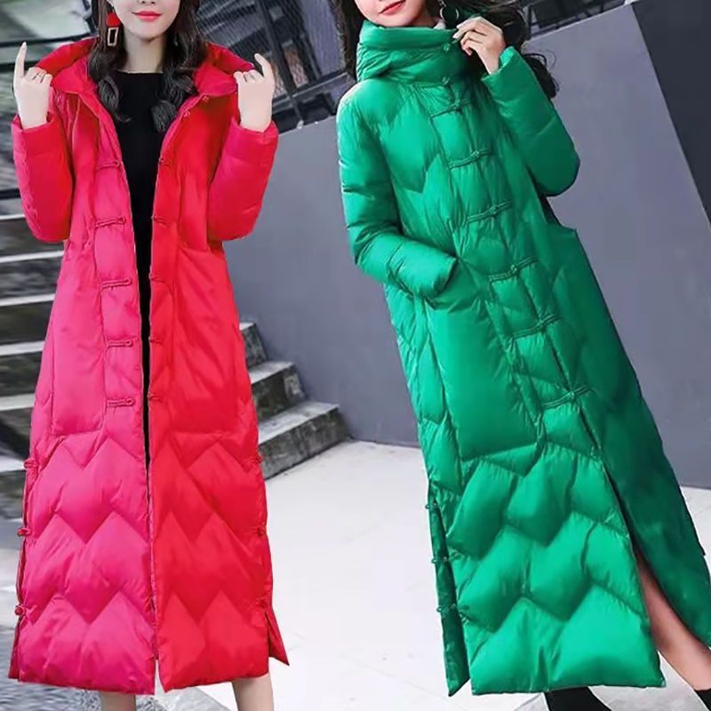 Knee-length Chinese-style Retro Frog-button Coat - Image 2