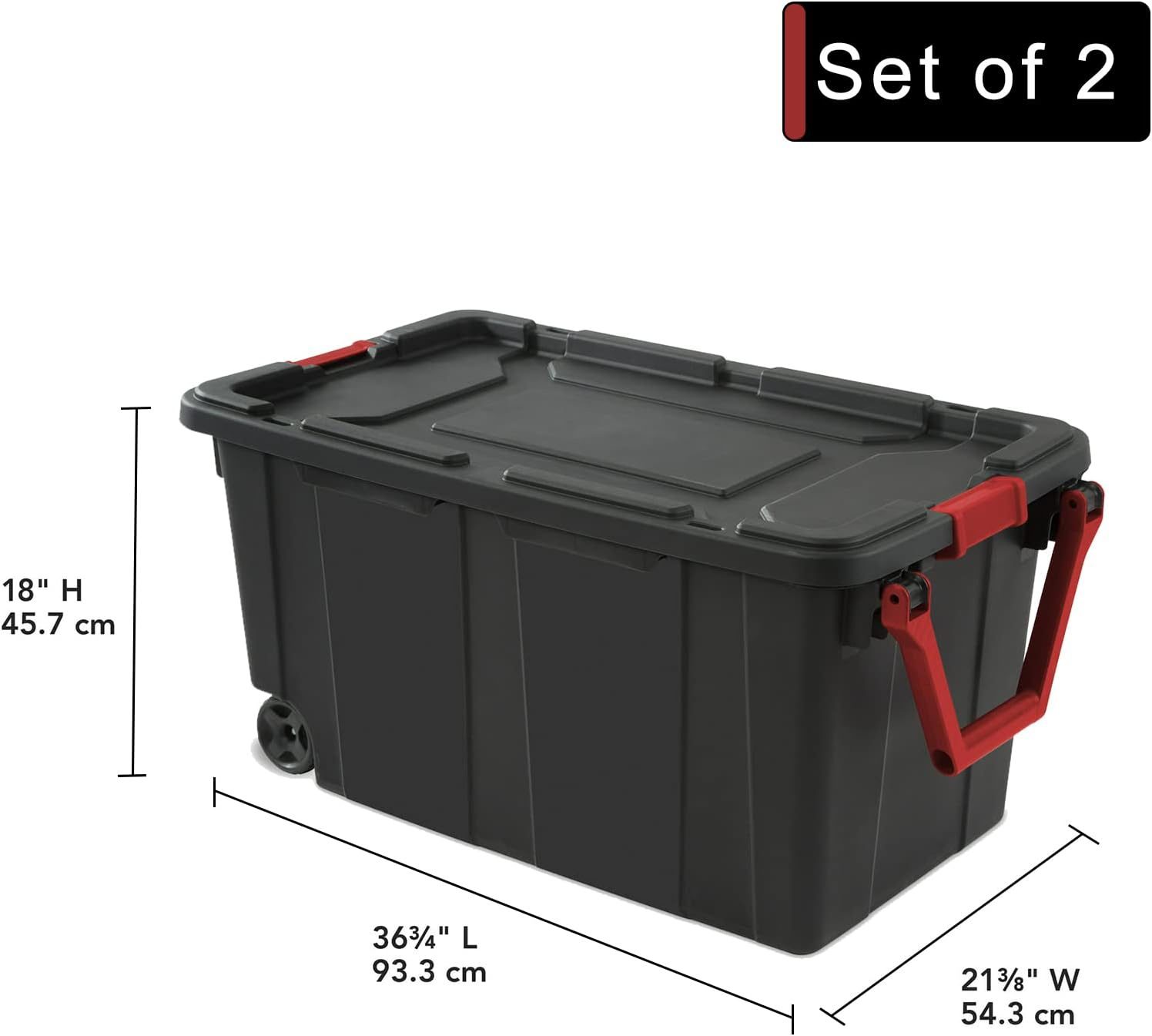 40 Gallon Durable Plastic Storage Tote With Latching Lid And Pull Handle, Black, 2 Pack Shipment From Walmart - Image 5