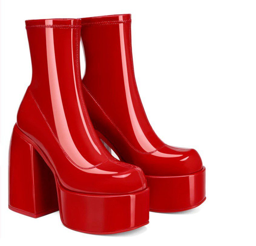 Platform High Heel Boots Scrub Stovepipe Elastic Boots - Image 5