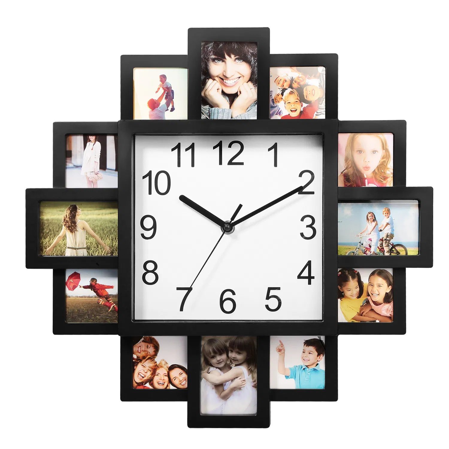 Photo Frame Clock Picture Collage 12-Picture Display Wall Clock Photowall Wall Hanging Home Decor - Image 8
