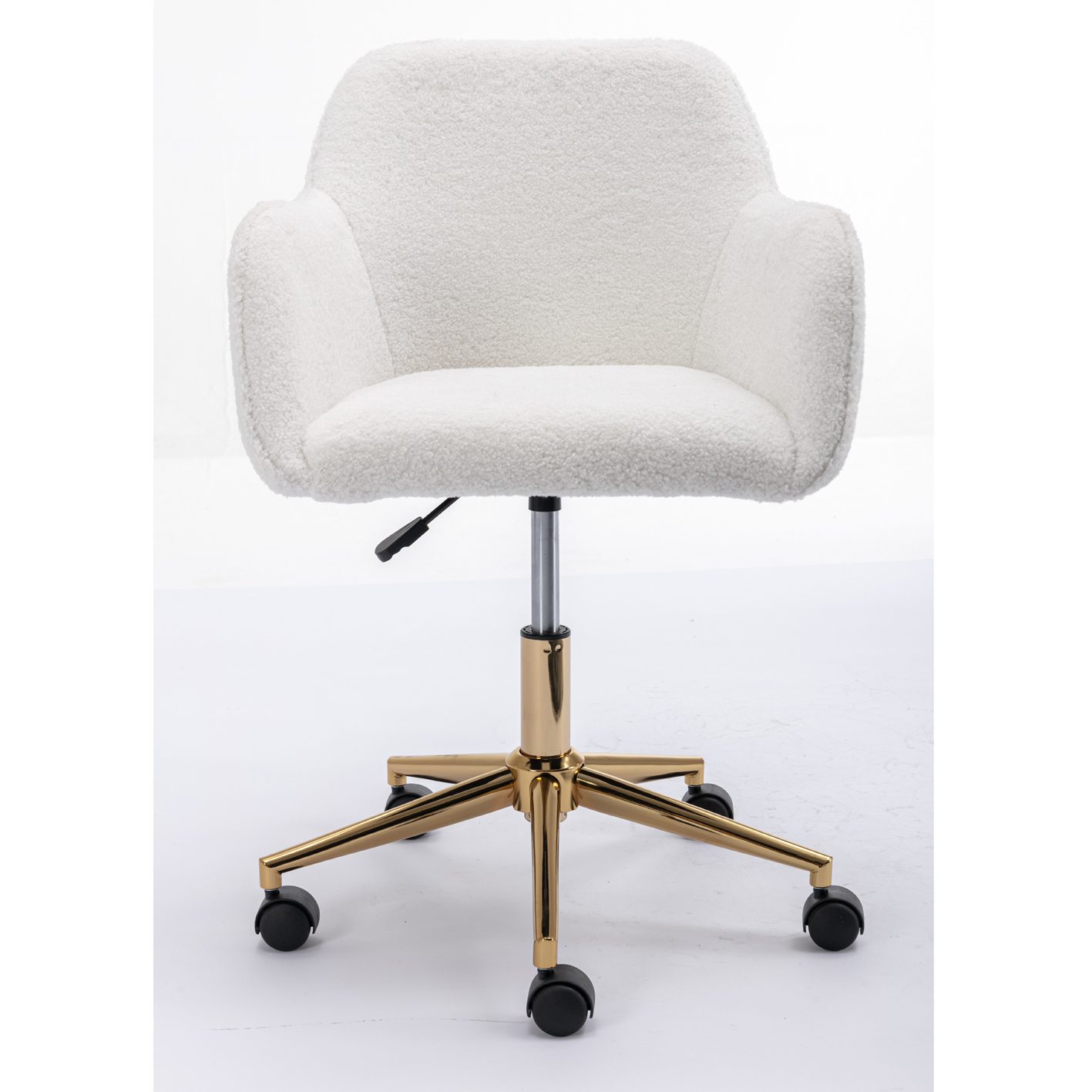 Modern Teddy Fabric Adjustable Height 360 Revolving Home Office Chair With Metal Legs - Image 4