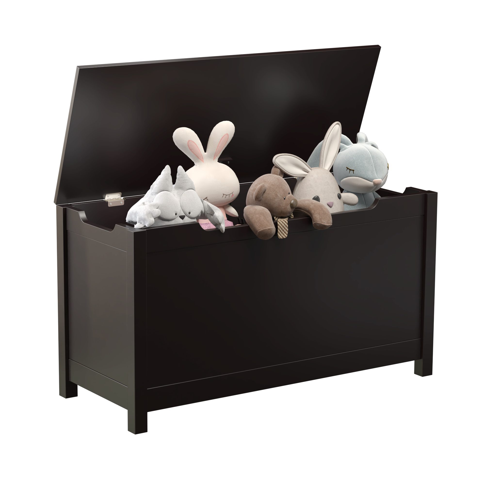 Kids Wooden Toy Box Storage With Safety Hinged Lid For Ages 3 - Image 10