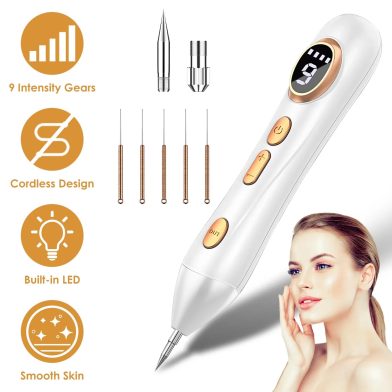 Portable Skin Tag Remover Pen with LED Light 9 Intensity Gears Cordless Rechargeable Skin Tag Removal Kit Intended for Common Warts Mole Skin Tags Gift for Girl Women