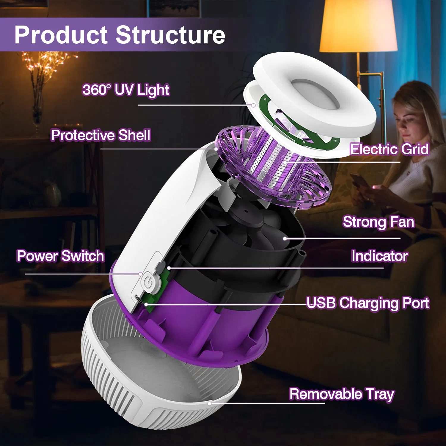 Plug-in Mosquito Zapper Max 1076Sq.Feet Range Electric Fly Zapper with 3 Modes Mosquito Killer Lamp for Indoor Outdoor - Image 7
