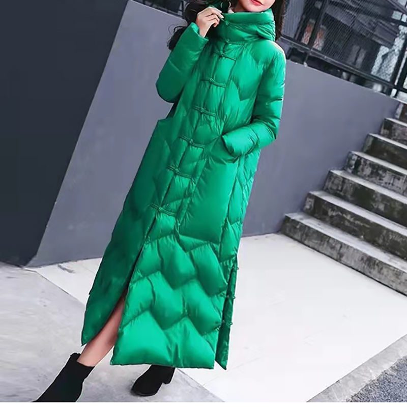 Knee-length Chinese-style Retro Frog-button Coat - Image 7