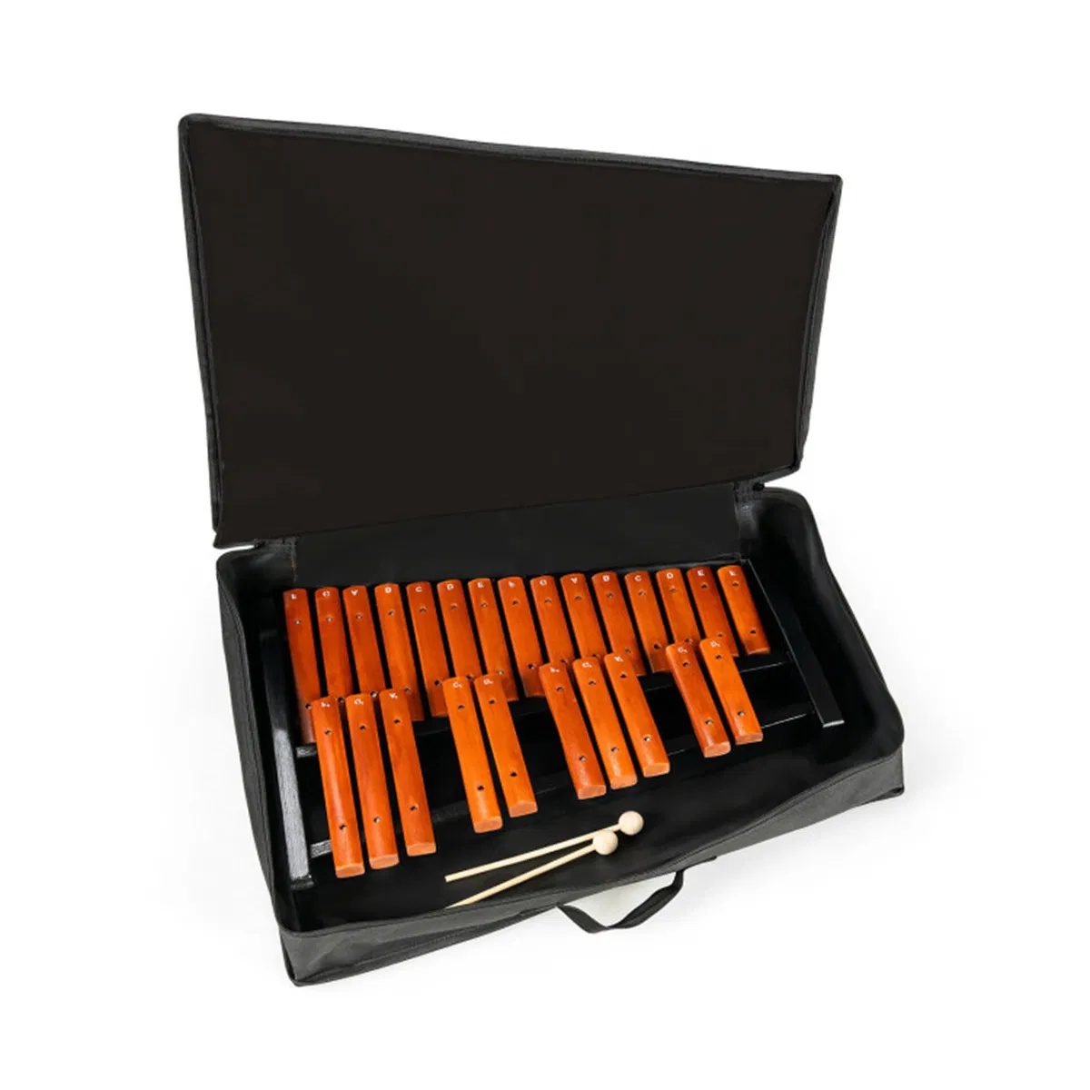 25 Notes Xylophone with 2 Mallets & Carrying Bag, Hardwood Pine Wood Brown Black for Beginners Adults - Image 2