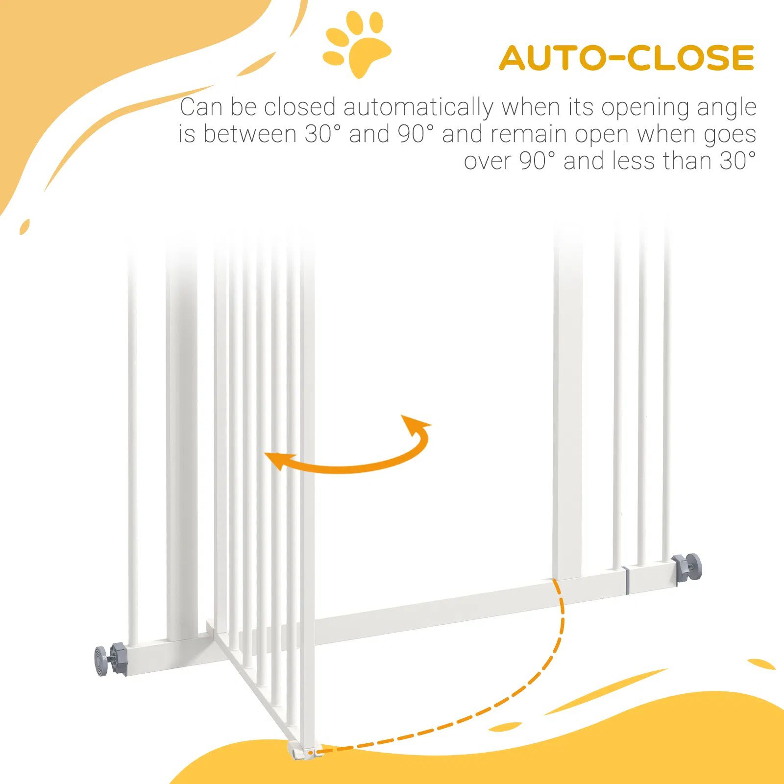 Extra Tall Dog Gate with Door, Pressure Fit, Auto Close, Double Locking for Doorways Hallways Stairs, 29"-34", White - Image 4