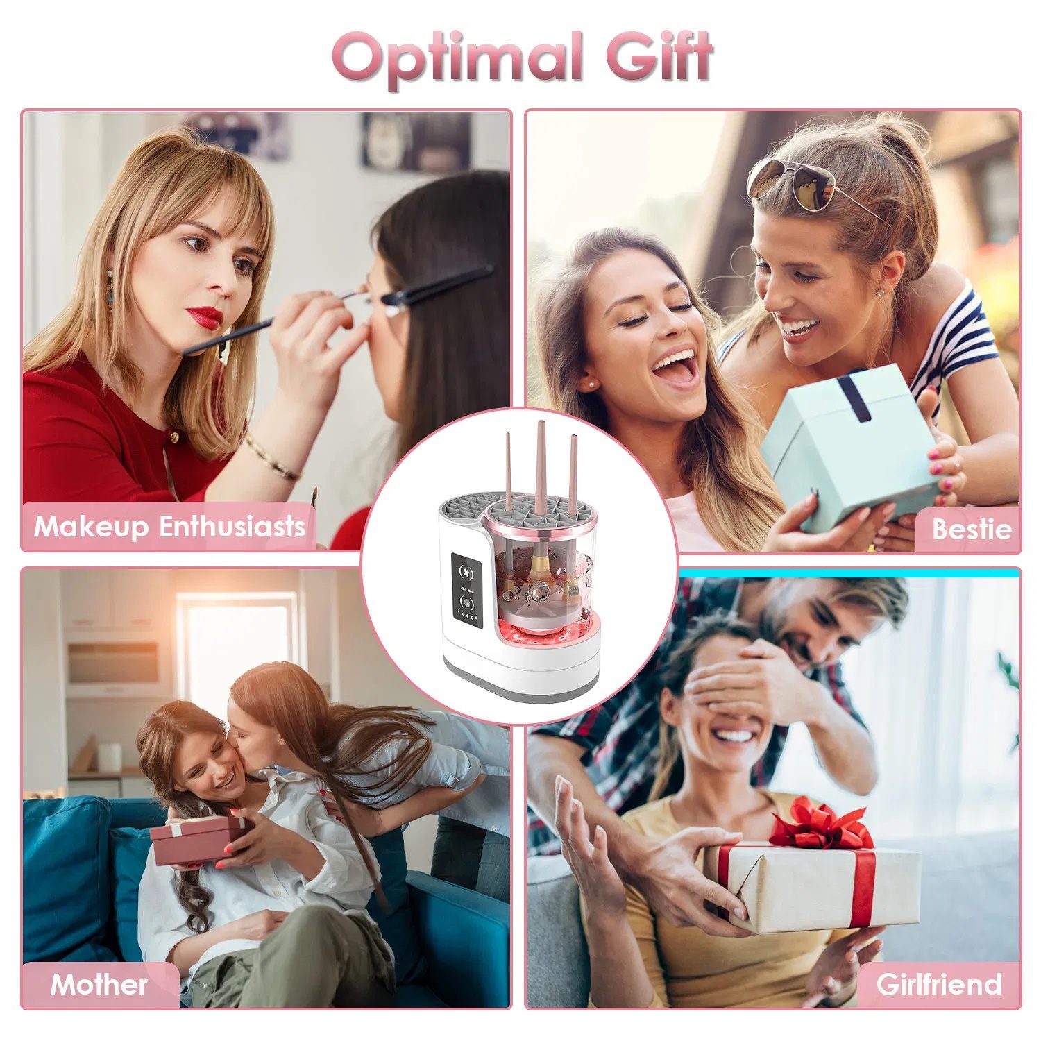 4 In 1 Electric Makeup Brush Cleaner USB Powered Automatic Brush Blender Machine with Timer Digital Display Cleaning Drying UV Disinfection Brush Storage For All Types of Brushes - Image 7