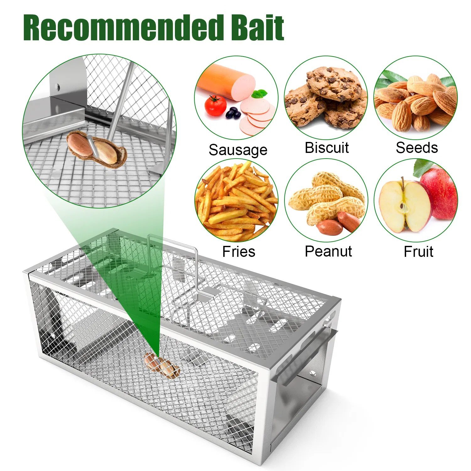 2Pcs Humane Mouse Trap Cage - Dual-Door Design for Continuous Catching, Heavy-Duty Galvanized Iron - Safe, Portable, Indoor/Outdoor Use, Quick 3-Second Setup - Image 4