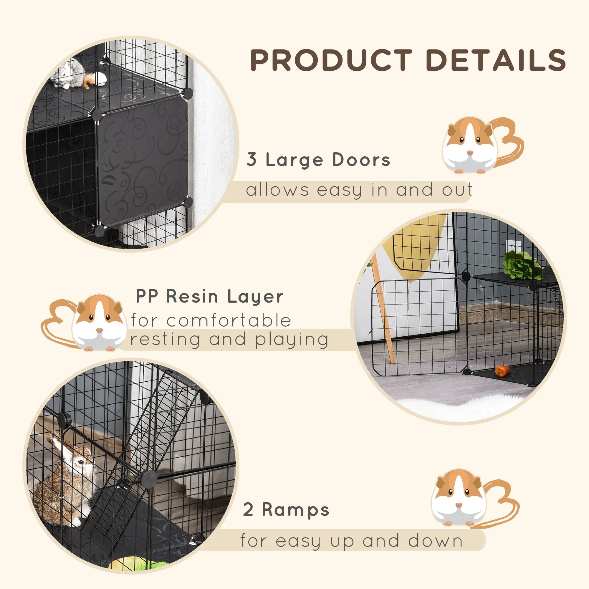 56 Panels Pet Playpen Small Animal Cage for Rabbit - Image 4