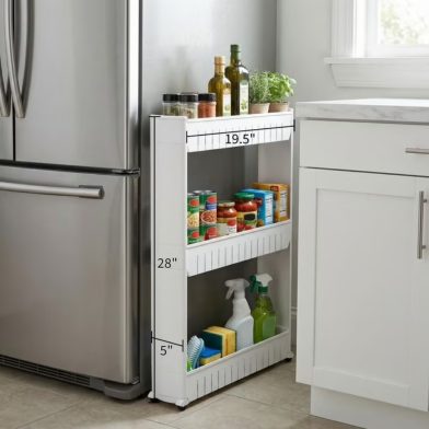 3-Tier Rolling Cart For Kitchens And Laundry Rooms White