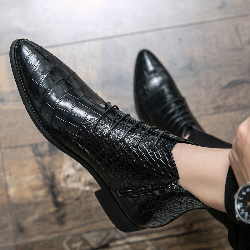 Men's Hundred Casual Snakeskin Pattern Pointed Toe Leather Shoes - Image 2
