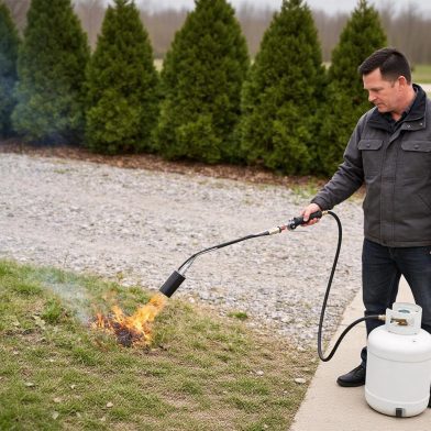 Heavy Duty Weed Torch with Piezo Ignition, 180,000 BTU Propane Torch Compatible with 1lb to 100lb Tanks & MAPP Fuel, 10FT Hose, for Weeding, Melting Ice, Starting Fires, Roofing