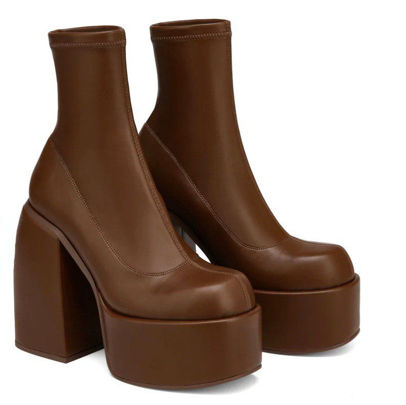 Platform High Heel Boots Scrub Stovepipe Elastic Boots - Image 4