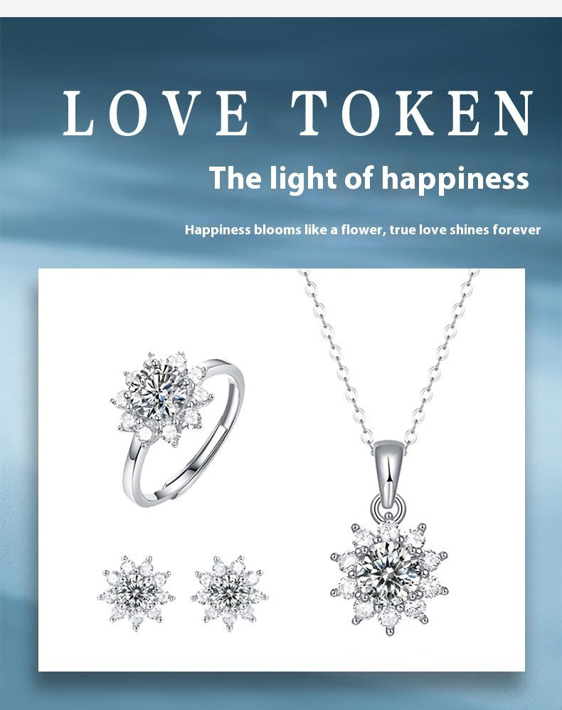 925 Silver Ring Holder Jewelry Ornament First Snow Series Goddess Necklace Suit - Image 5