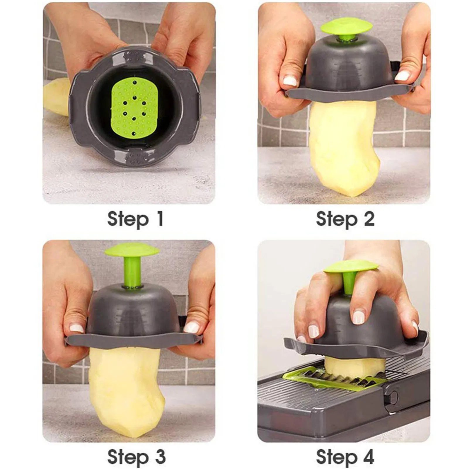 Vegetable Chopper Dicer with Container | Cheese Grater Mandoline Slicer Cabbage Shredder French Fry Cutter Stainless Steel for Veggie Onion Potato Fruit Food, Manual Hand Cooking Gadget for Kitchen - Image 5