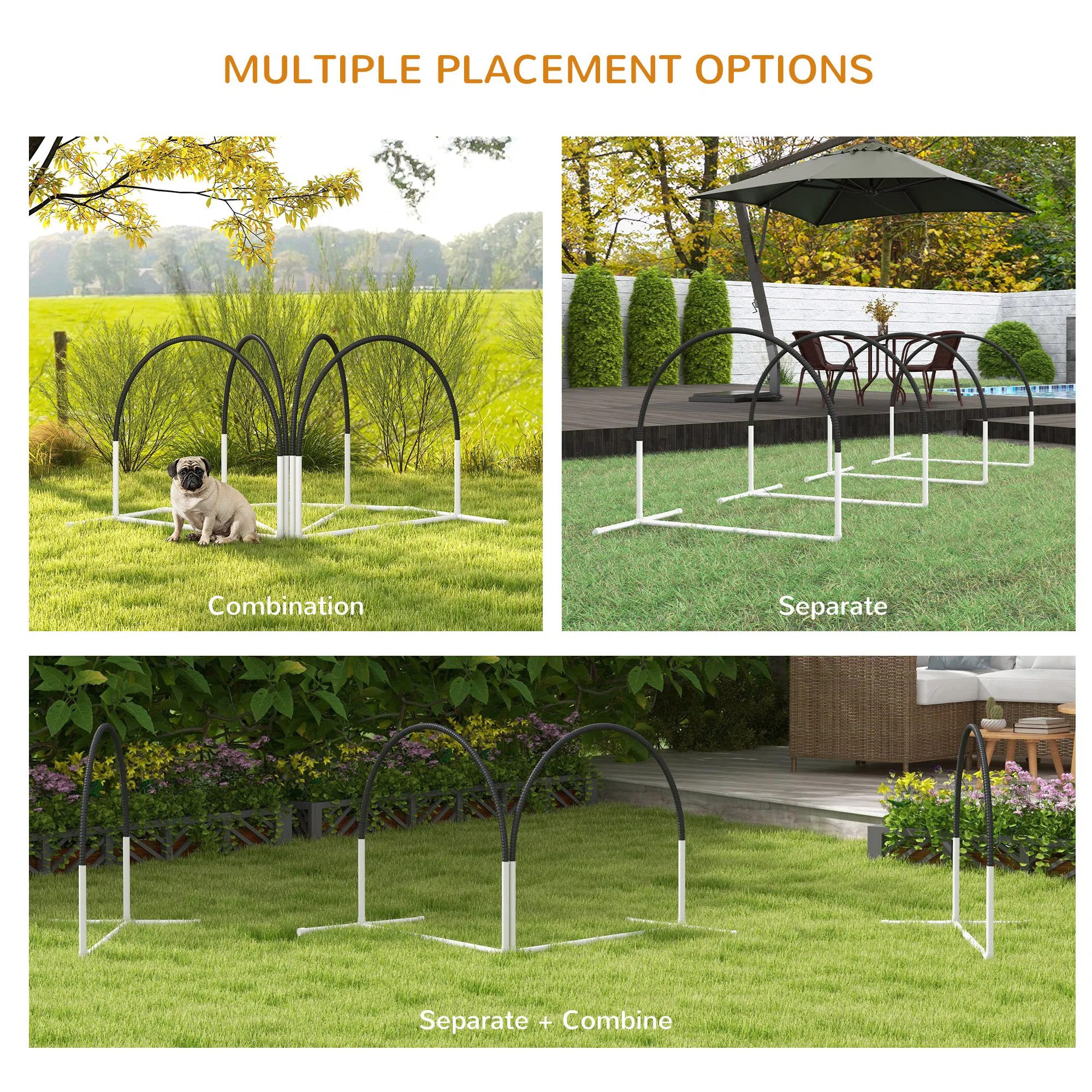 Dog Agility Kit Pet Obstacle Course Training Equipment Outdoor with Weave Poles, Carry Bag, Black - Image 3