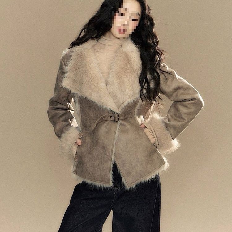 New Suede Fur-trimmed Coat For Women - Image 4