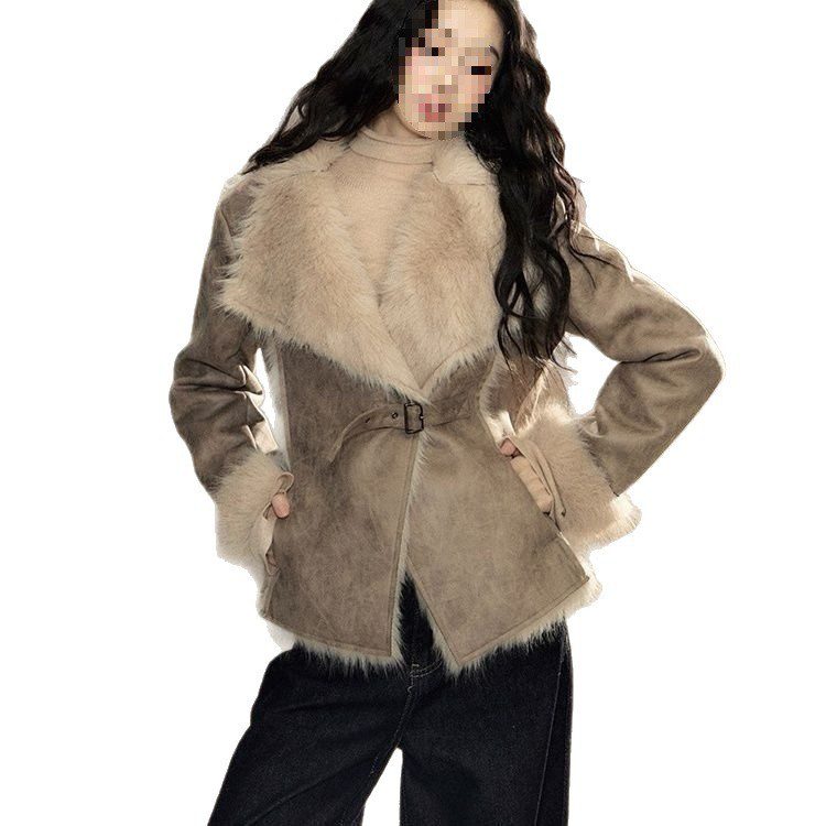New Suede Fur-trimmed Coat For Women - Image 5