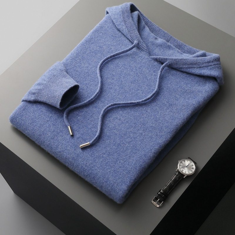 Pullover Hooded Solid-color Knitted Sweater Hoodie - Image 8