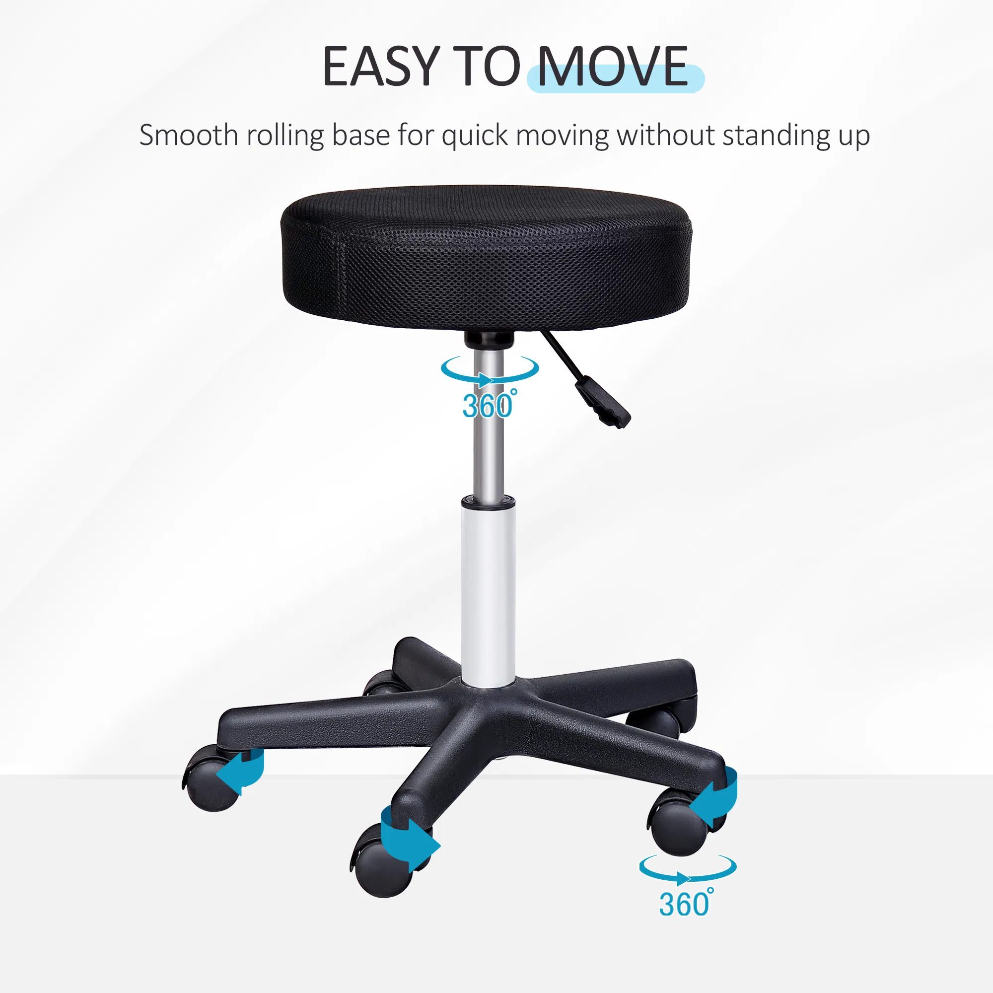 Salon Spa Stool Adjustable Height Rolling Chair Multi Color Comfort Double Nets Cloth Sponge - Image 4