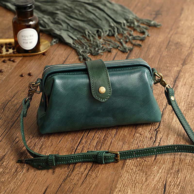 Vegetable Tanned Cowhide Small Mouth Gold Shoulder Bag Goddess All-Match - Image 6