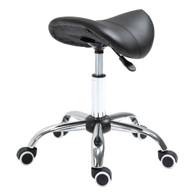 Adjustable Elegance: Hydraulic Salon Stool, Rolling Swivel Saddle Chair, PU Leather Beauty Seat for Spa, Black Finish