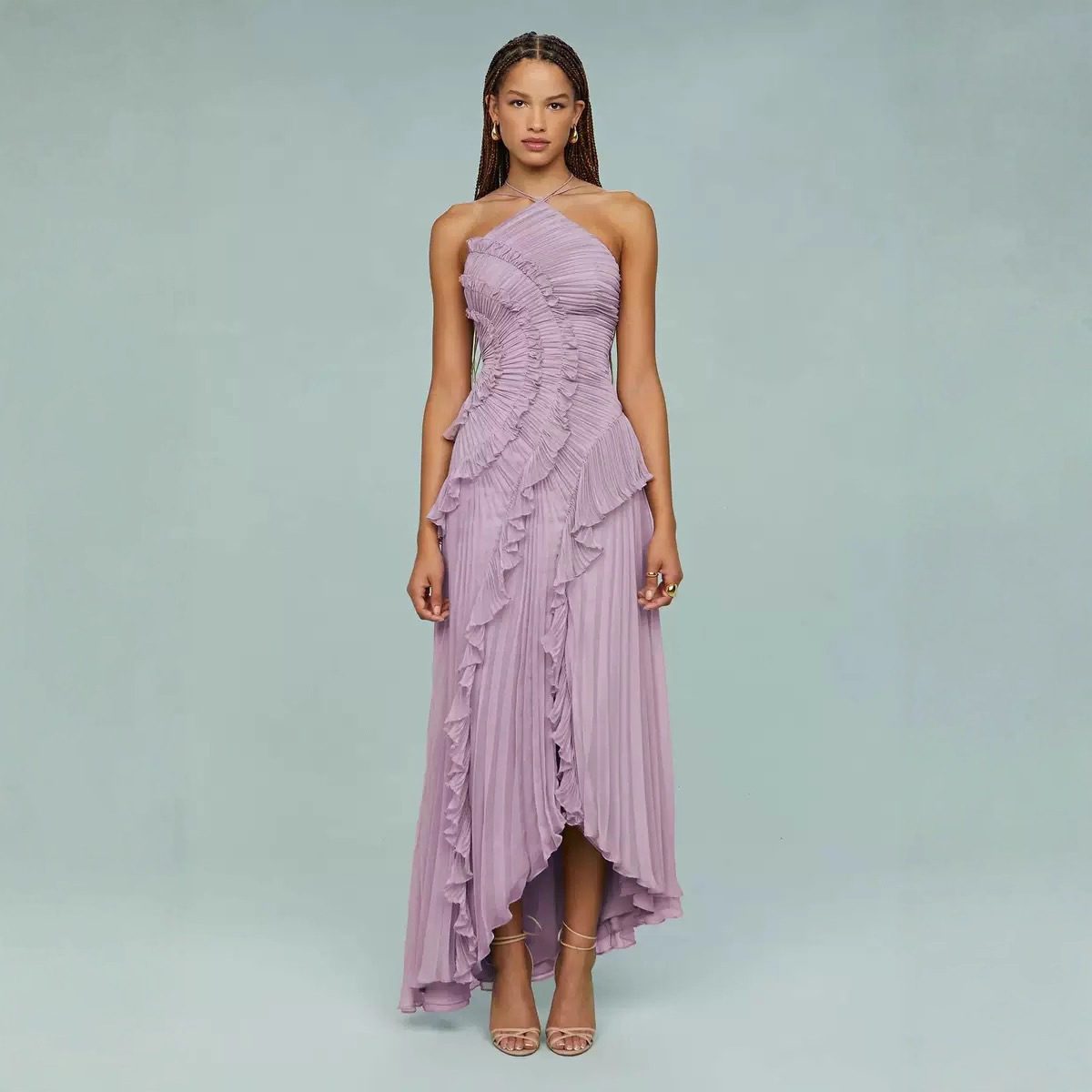 Womens New Fashion Strapless Sexy Backless Slit Tassel Elegant Dress - Image 3