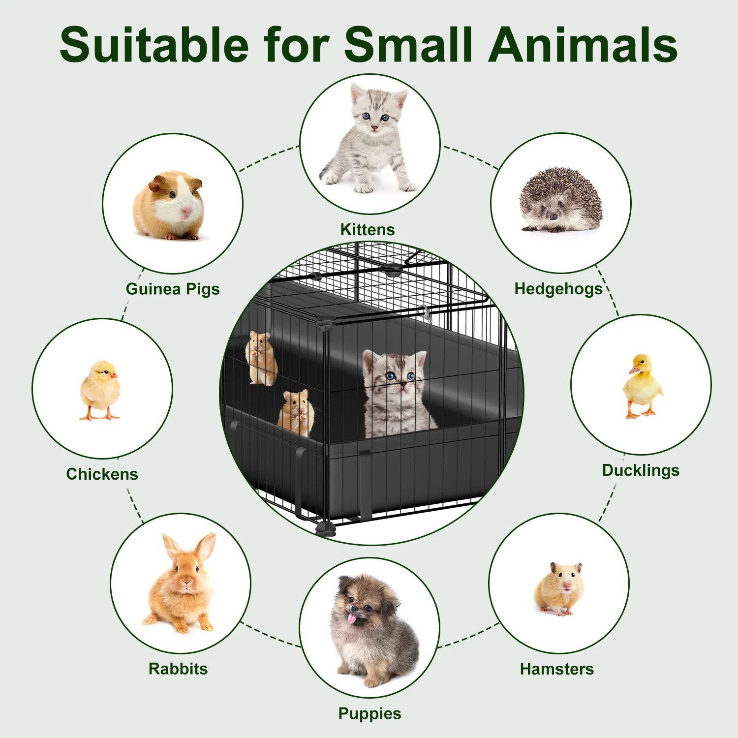 47x24x12" Guinea Pig Cage Small Animal Playpen DIY Metal Pet Enclosure with 20 Panels Waterproof Floor Mat for Hedgehogs Chickens Ducklings Rabbits Hamsters - Image 5