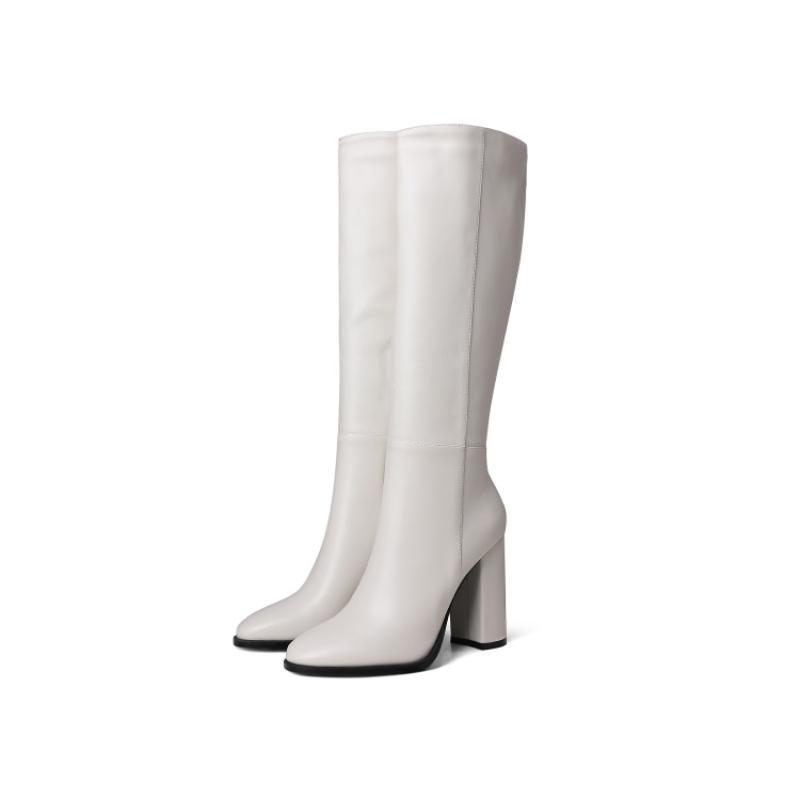 Women's Plus Size Zipper Leather All-match Thick Heel Boots - Image 4