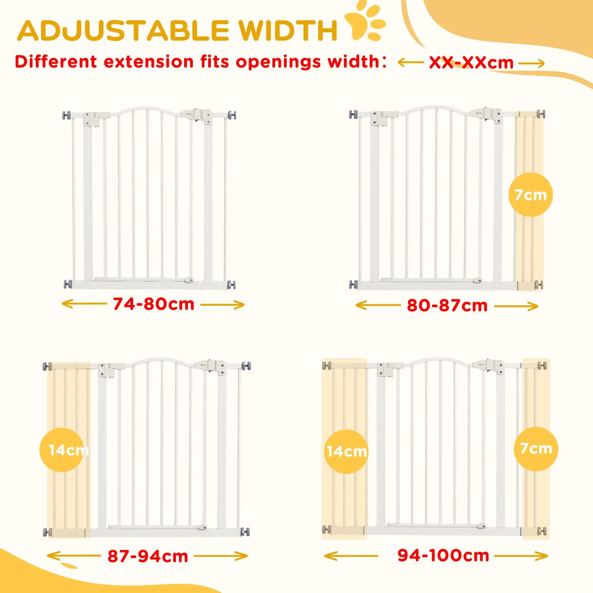 Extra Tall Dog Gate with Door, Pressure Fit, Auto Close, Double Locking for Doorways Hallways Stairs, 29"-39", White - Image 6
