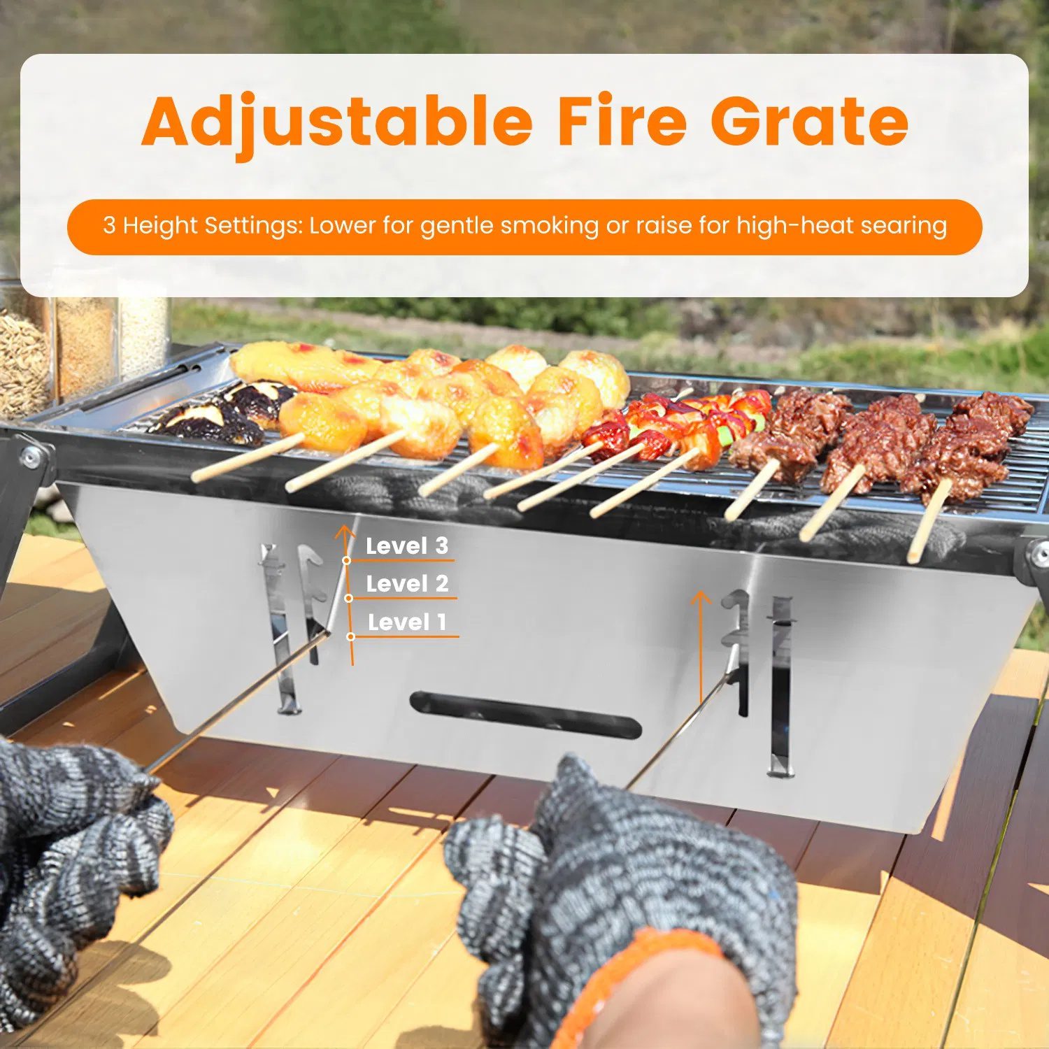 Foldable Charcoal BBQ Grill Stainless Steel Grill Net Easy Setup Portable Tabletop Barbecue Grill for Camping Picnic Outdoor Party Backyard - Image 6