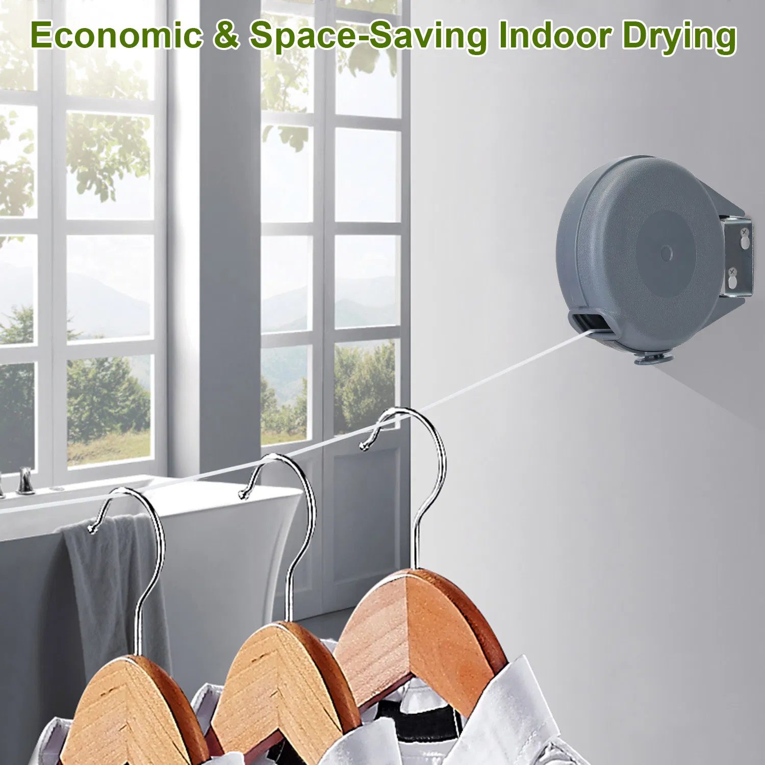 Retractable Clothesline Outdoor 49FT PVC Automatic Washing Dryer Cord Easy Hanging Rope - Image 6