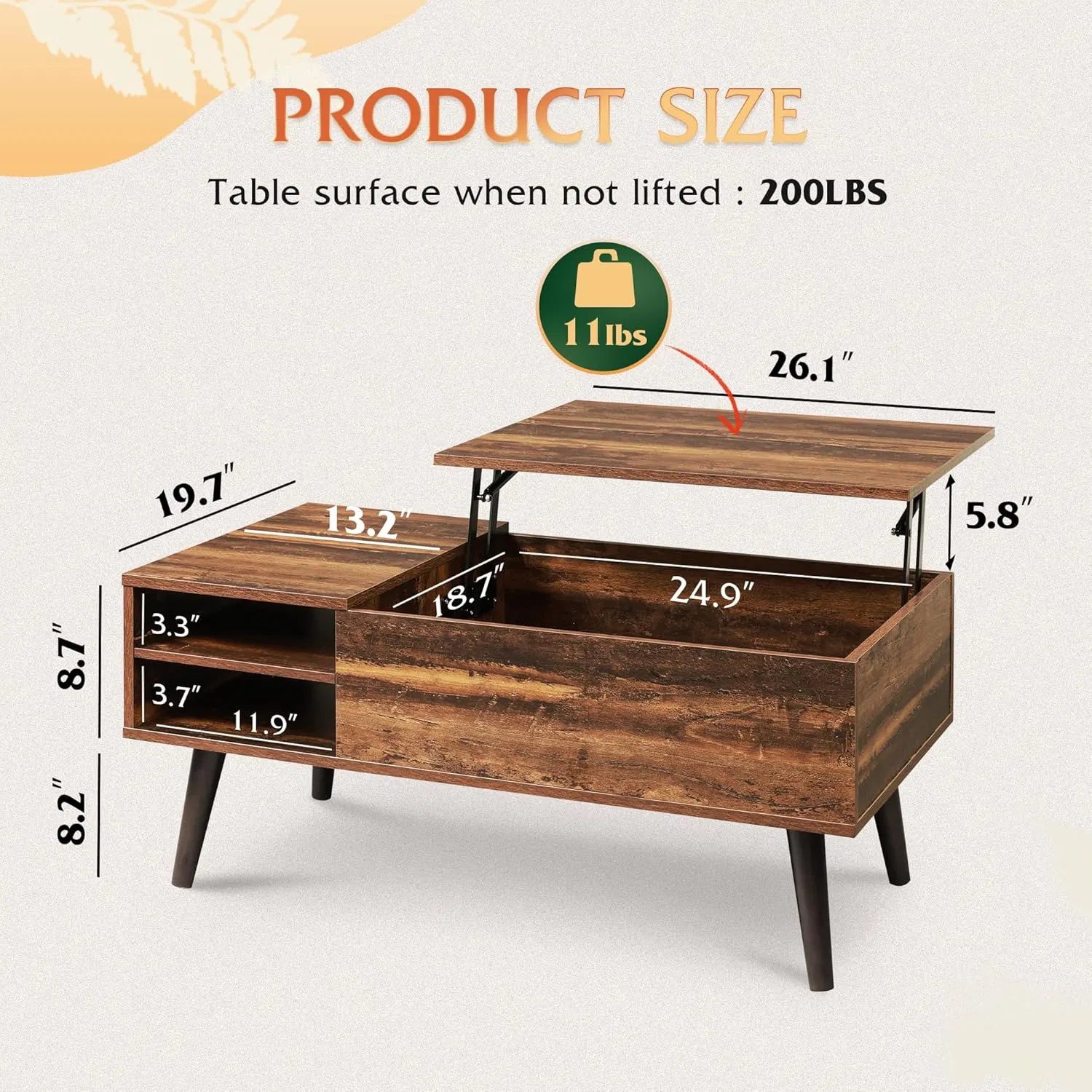 Elevating Coffee Table And Coffee Table with Hidden Compartments on The Tabletop, Dining Table with Open Compartments, Suitable for Living Rooms, Offices, And Apartments - Image 8
