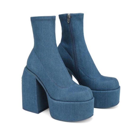 Platform High Heel Boots Scrub Stovepipe Elastic Boots - Image 6