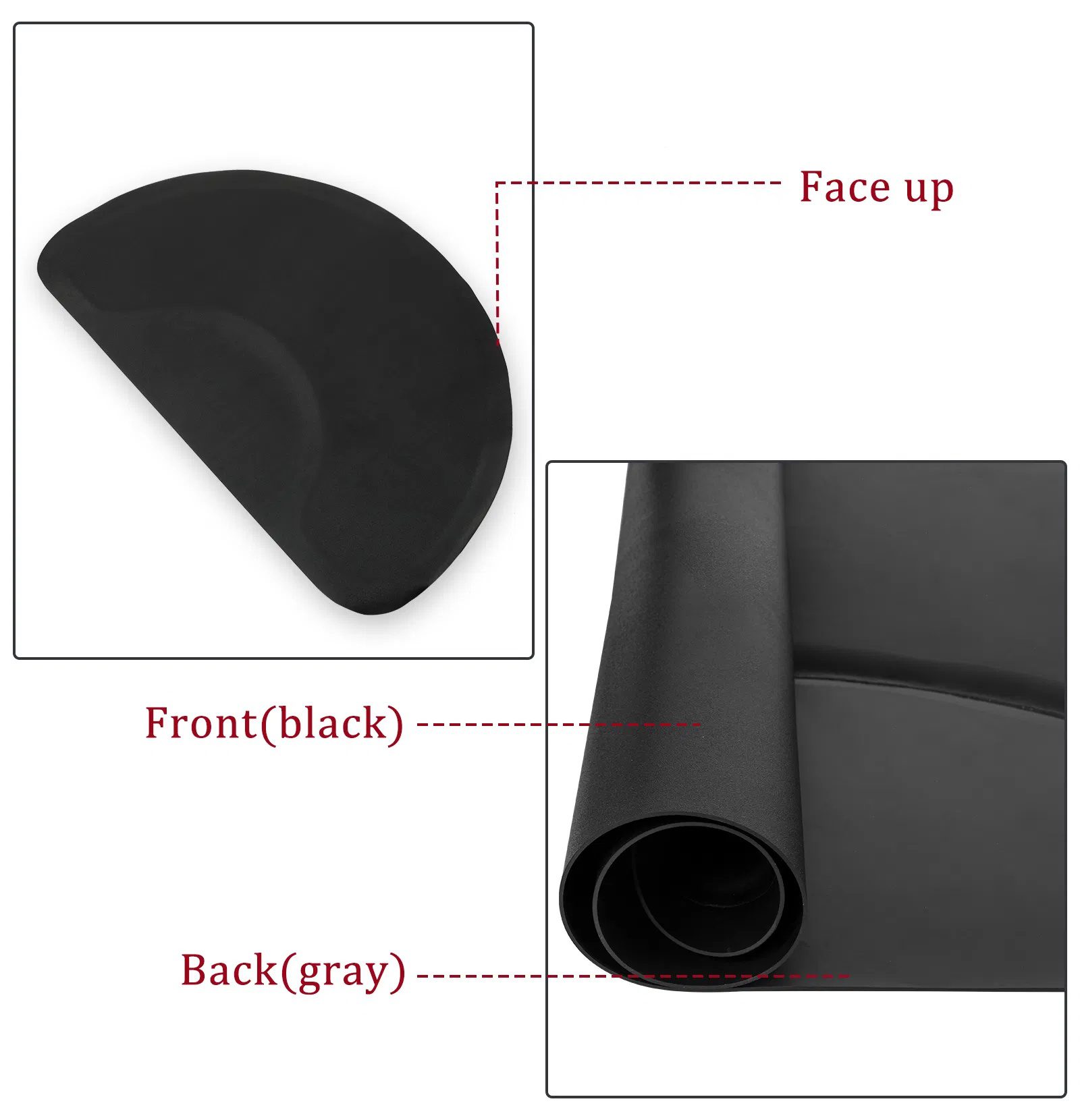 3′x 4.5′x 1/2" Beauty Salon Semicircle Anti-fatigue Salon Mat (Round Outside And Round Inside) Black - Image 9